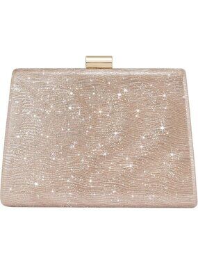 〽️Women Champagne Detachable Chain Sparkly Clutch Purse Wedding Prom Evening Bag